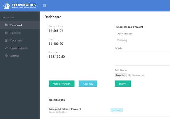 property-tenant-flowmatiks Custom Software Development Company - Tekki Web Solutions Inc.